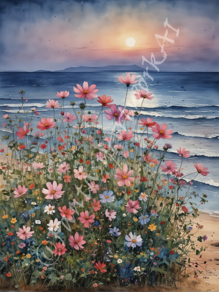 Wild Flowers – Digital Image Picture Phone Background AI Art, 3 images – #14
