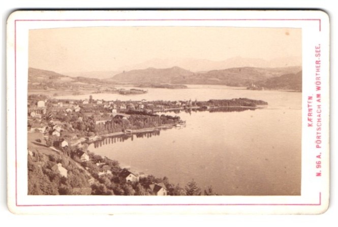 Photograph Alois Beer, Klagenfurt, view Pörtschach, view to the place with W