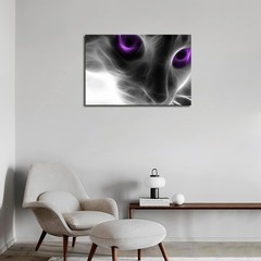 Cat with Purple Eyes Wall Art Painting Pictures Print On Canvas Animal The Pi…