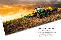 Country Photography Print – Tractor and Storm at Sunset in Kansas Farm Wall Art