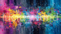 Digital Art Brushstrokes Glowing Patterns Colorful Abstract Wall Art Print 8 PNG