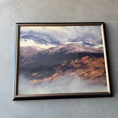 Framed Mountain Landscape Photo Print Snow Peak Gold Aspen Forest