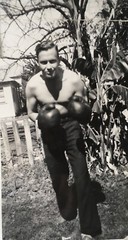 1940’s Vintage Photo Handsome Young Man Boxing Dog Beach Gay Interest Lot 12