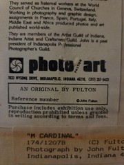 New Sealed John Fulton Original Photo Art Red Cardinal Numbered Signed 1988