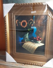 New «Blue Violin» 16″ x 20″ Framed Photo Art Living Room