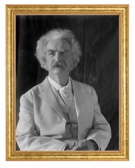 Samuel Clemens also known as Mark Twain Photograph in a Aged Gold Frame