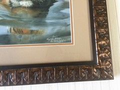 Wildlife Tiger In Water Photography Print, Signed, Framed, 14″ x 11″ (Image)