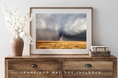 Storm Photography Print: Kansas Tornado Rainbow Prairie Stormy Sky Photo