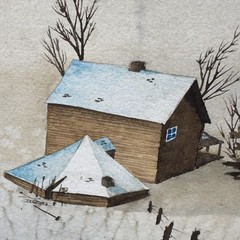 Landscape Scene Signed Litho MAKE OFFER 15×11” Wood Cabin Open Horizon Western