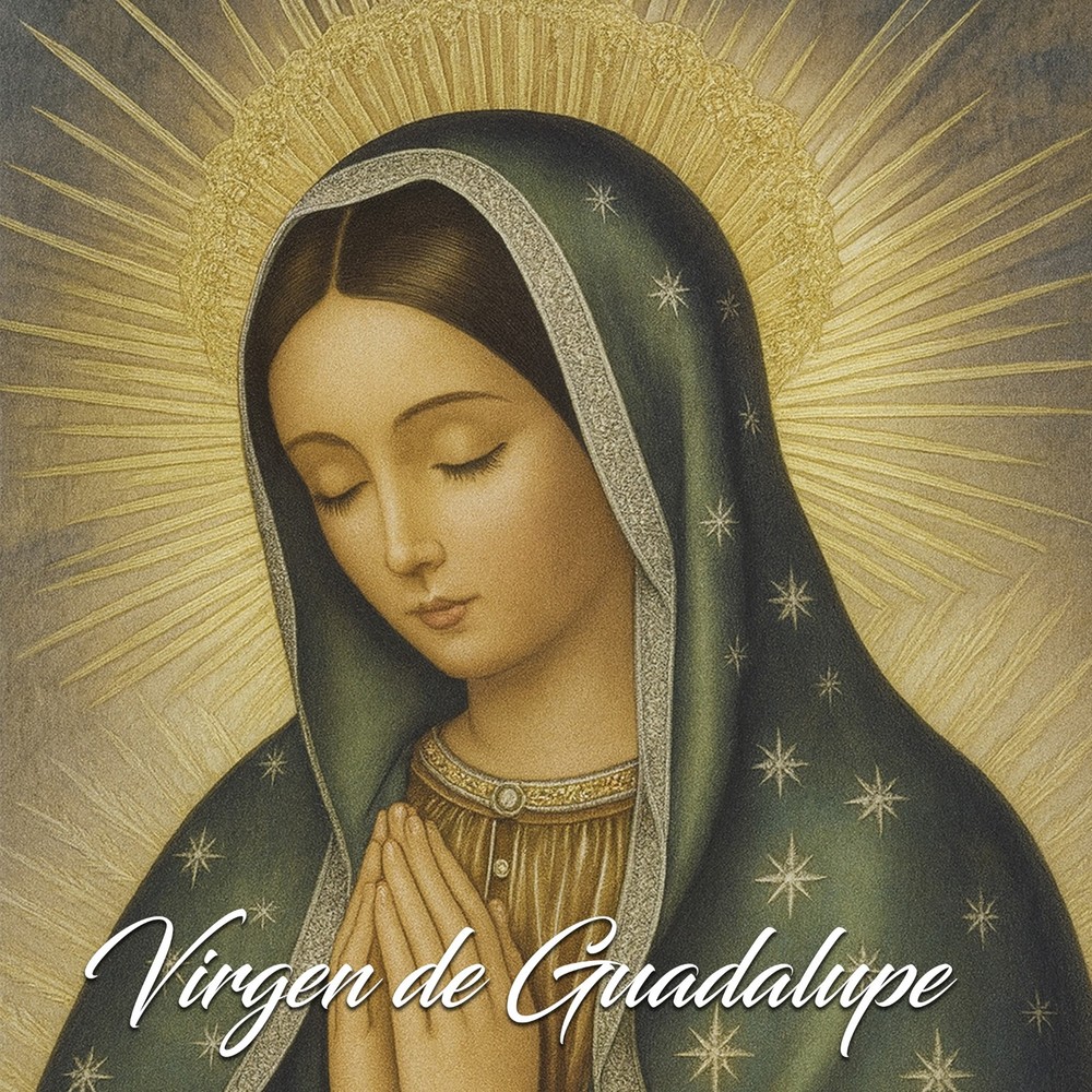 Our Lady of Guadalupe Fine Stone 8 x 8 Patroness of Mexico. Gold