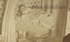 Bébé In The Couffin Photo Post Mortem A. B. Stereo Vintage Album C1858 Rare