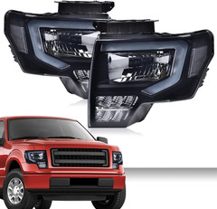 LED Tube Headlights Assembly Compatible with Ford F150 2009-2014 Pair Left & Rig