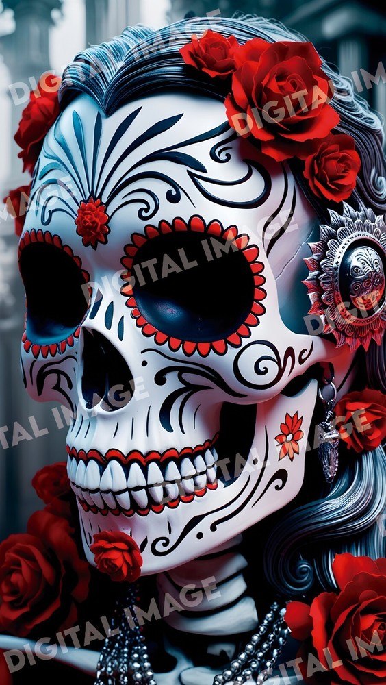Digital Art Picture Image Photo Wallpaper Background Desktop AI Skull Halloween