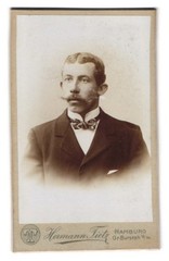 Photograph Hermann Tietz, Hamburg, size Burstah 12/14, portrait handsome Her