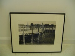 ART PHOTOGRAPHY Cedar Key The Deck view B&W by L. Santucci Wood Frames 13x16in