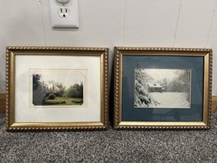 Set of 2 Landscape Scene Photos Matted And Framed Gold Painted