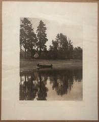 Original EDWARD CURTIS Kutenai Camp NATIVE AMERICAN Canoe & Teepee Photogravure