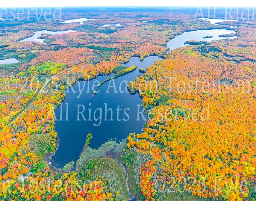 Rock Lake & Turtle Chain, Winchester, Wisc Vilas Co Aerial Photo. Frame Optional