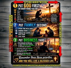 Put God First In Everything You Do – Religious Metal Sign Wall Art 14″ x 11″