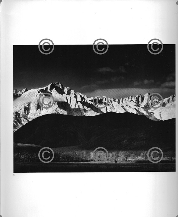 BOOK PLATE B&W Photo ANSEL ADAMS Sierra Nevada from Lone Pine / Lone Pine Peak