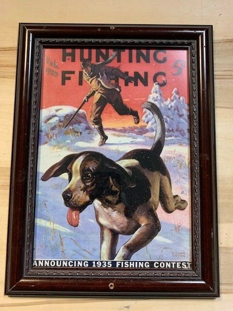 Picture Framed Glass Hunting and Fishing Cover Feb 1935 by William Eaton Print 3