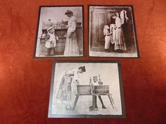 3 HENDRICKSON Metal Art Prints 1970s COUNTRY KITCHEN Wash Day GETTING DRESSED !!