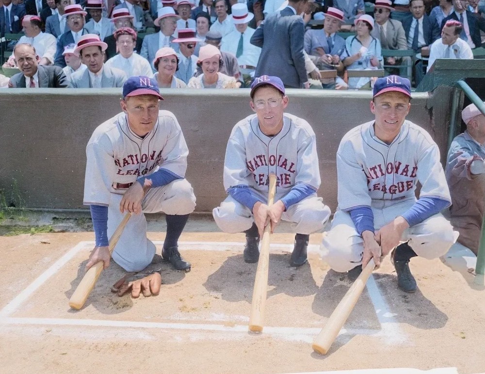 Chuck Klein- Chick Hafey & Wally Berger 1933-all-star-game 8×10 Colorized Print