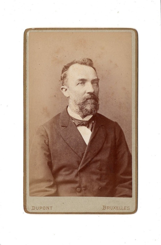CDV Photo Man Portrait with Dedication – Bruxelles Brussels / Gand Gent 1882