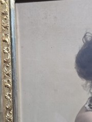 Vintage Ornate Gilt Glass Framed Portrait Of A Lady And Her Kitten