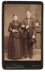 Photograph Carl Hintner, Salzburg, portrait young couple in pretty clothes