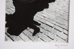 AKI DAVIS Signed Photograph Charging Bull Sculpture NYC B&W Silver Gelatin