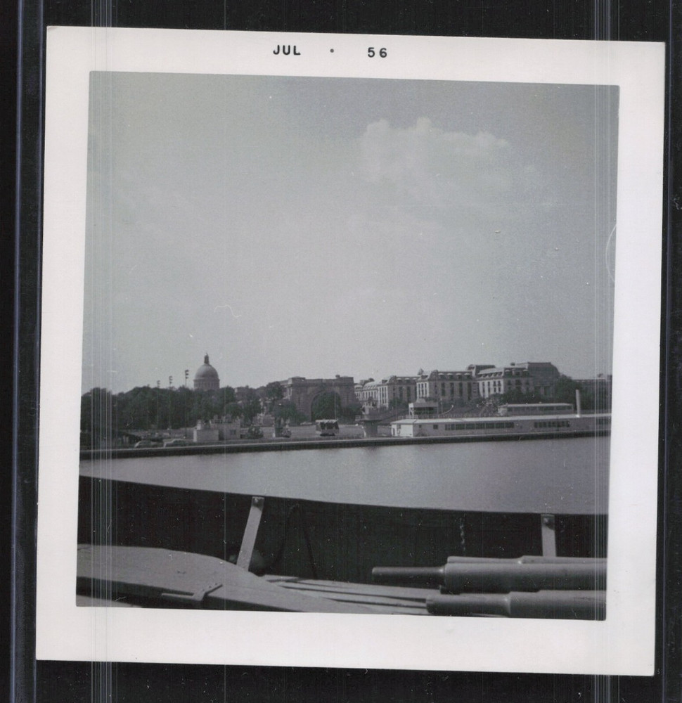 Vintage BW Snapshot Photo Annapolis Naval Academy From Boat July 1956