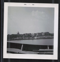Vintage BW Snapshot Photo Annapolis Naval Academy From Boat July 1956
