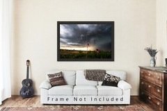Storm Photography Print – Picture of Wildflowers and Thunderstorm in Kansas