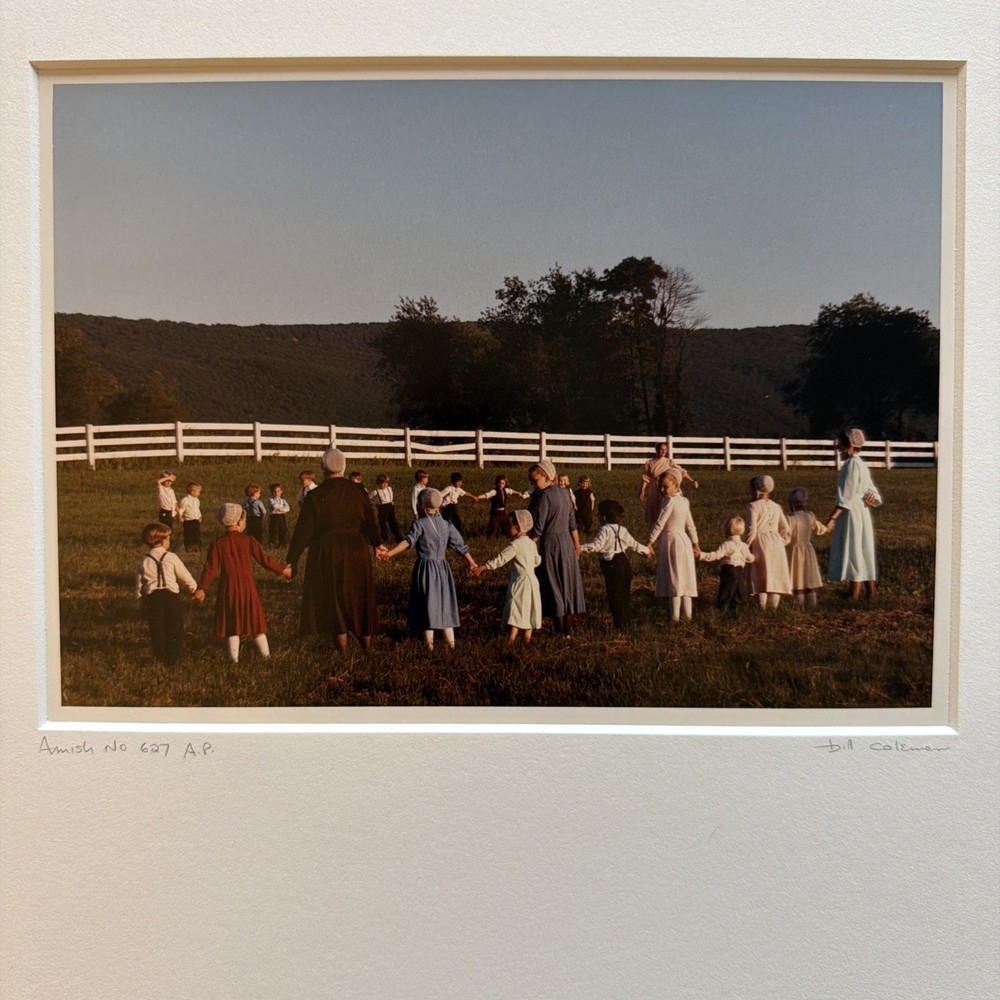 Bill Coleman Signed Amish No 627 Matted Photograph School Children Farm