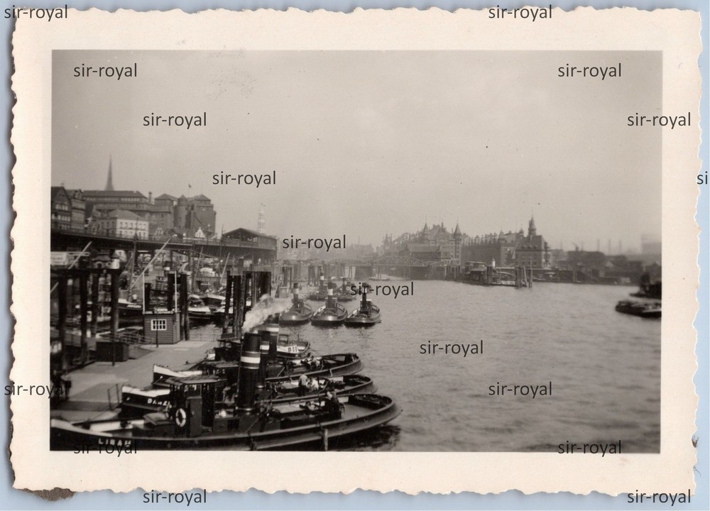Hamburg around 1939 – Steam Tractor in Port – Libau Danzig – 1930s – Photo 9x6cm