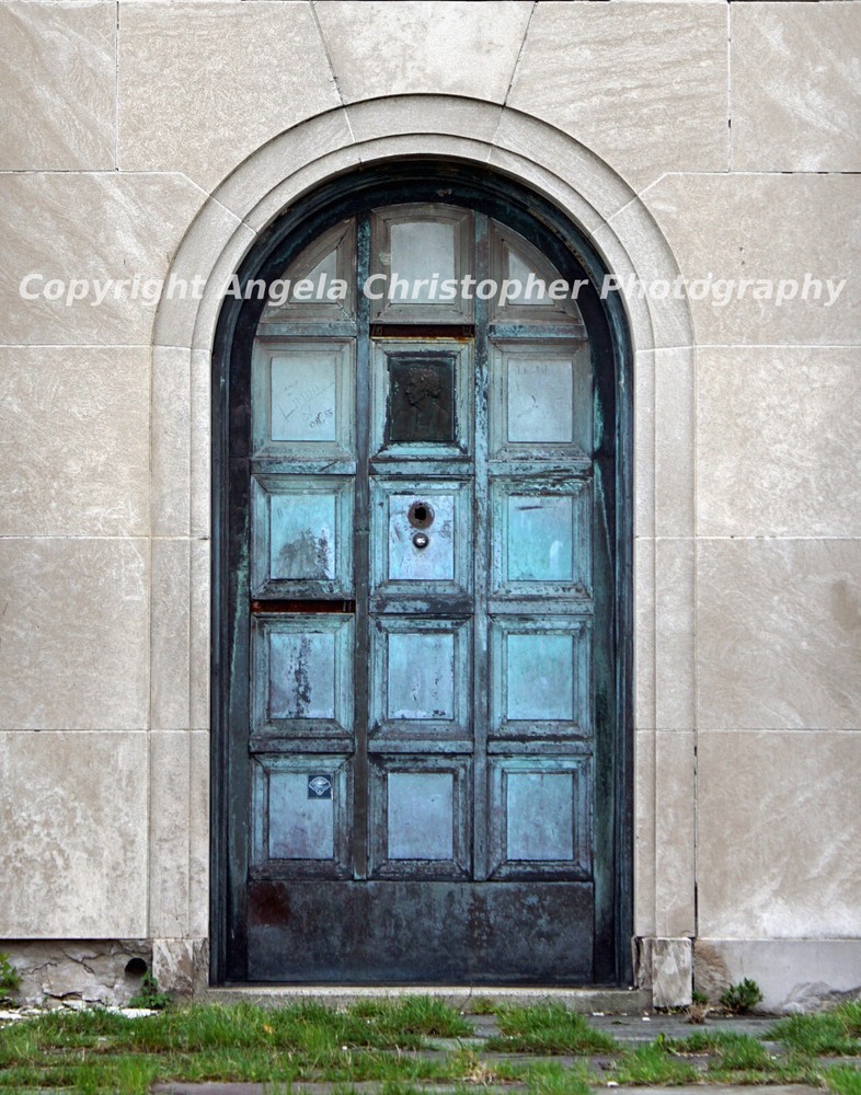 Original ACEO 2.5 x 3.5 inches photo fine art print ARCHED DOORWAY bluish green