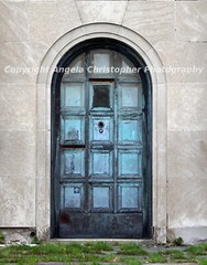 Original ACEO 2.5 x 3.5 inches photo fine art print ARCHED DOORWAY bluish green