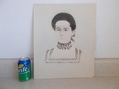 1800-1900 print 14×17 ANTIQUE WOMAN Dilute ALBUMEN CHARCOAL CHALK PHOTO #1