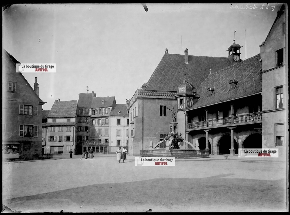 Old Black And White Photo Glass Plate 13X18 Cm Colmar Architecture