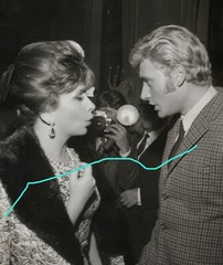 21x18cm Vintage Archive Photo 1965 Johnny Hallyday + Gina Lolobrigida photo