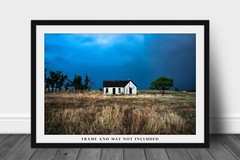 Abandoned Photography Print – Picture of Old House on Stormy Evening in Oklahoma