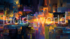 Digital Art Brushstrokes Glowing Patterns Colorful Abstract Wall Art Print 8 PNG