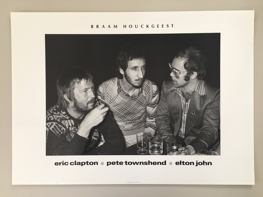 CLAPTON,TOWNSHEND,ELTON JOH BY BRAAM HOUCKGEEST,AUTHENTIC 1980’s ART PHOTO PRINT