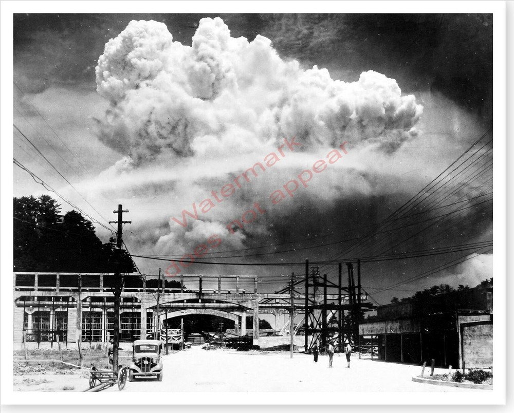 WWII Silver Halide Photo Of Atomic Cloud Over Nagasaki Japan