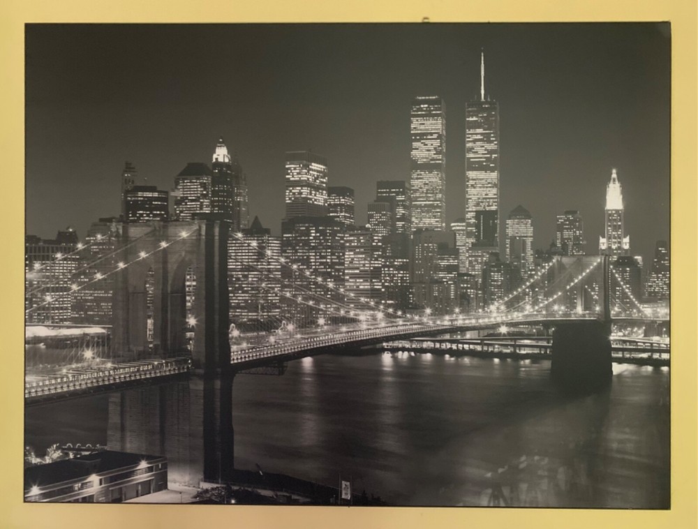 NYC Skyline Brooklyn Bridge, Twin Towers Portrait – pre 9/11