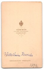 Photograph Alois Beer, Klagenfurt, Wilhelmine Hinrichs in ruffle dress