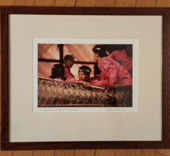 «Musicians in Boli, Indonesia» Signed Art Photograph ’94 14×17 framed size Vtg