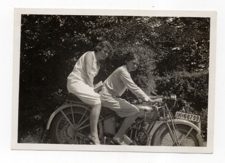 Photo Two Women on Victoria Motorcycle Circa 1935