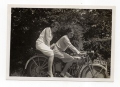 Photo Two Women on Victoria Motorcycle Circa 1935